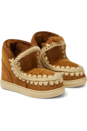 Mou Embroidered shearling-lined suede sneakers