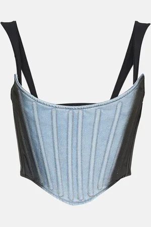 MUGLER Paneled cotton-blend bustier