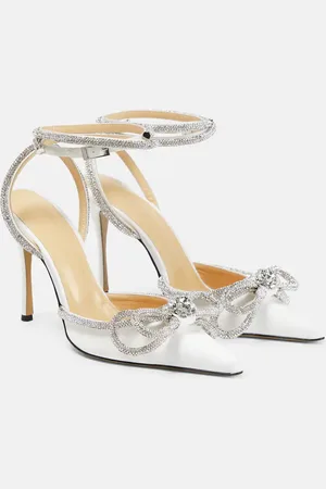 Mach & Mach Double Bow embellished satin pumps
