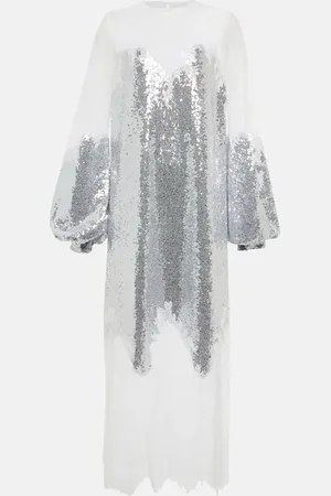 Costarellos Zahara sequined and lace gown