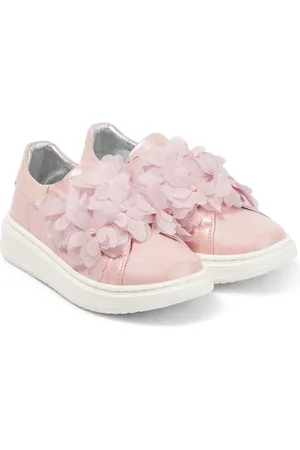 MONNALISA Baby floral appliquÃ© leather sneakers