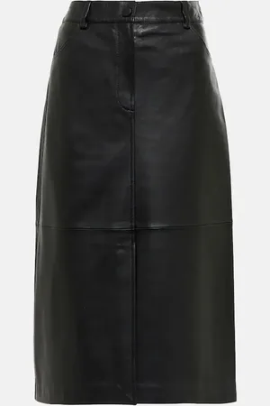 YVES SALOMON Leather midi skirt