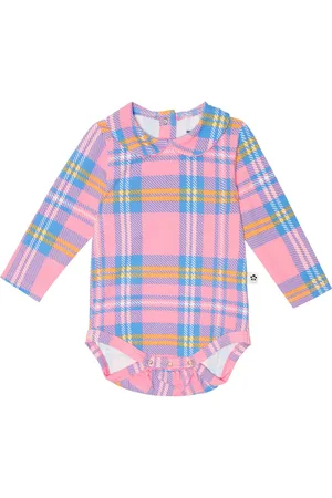 Mini Rodini Baby checked cotton jersey onesie