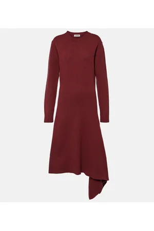 Jil Sander Asymmetric wool midi dress