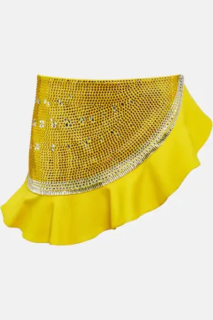 AREA Embellished ruffled wool miniskirt