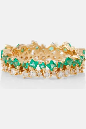 Suzanne Kalan 18kt ring with diamonds and emeralds