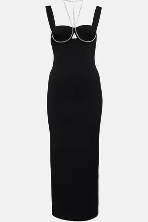 GALVAN Celeste embellished knit midi dress