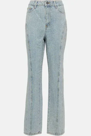 Self-Portrait Embellished high-rise straight jeans