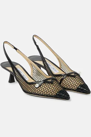 Jimmy Choo Amita 45 leather-trimmed slingback pumps