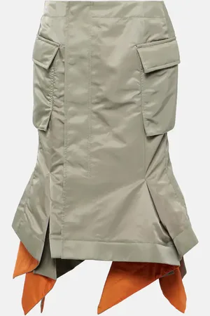 SACAI Ruffled twill cargo midi skirt