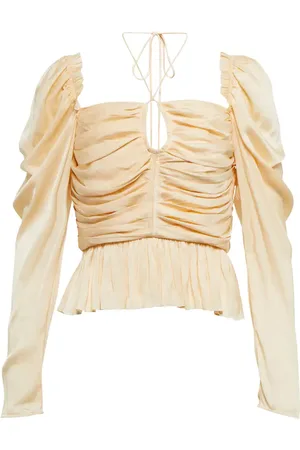 ULLA JOHNSON Mirelle ruched satin halterneck top