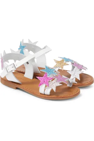 MONNALISA Star-appliquÃ©d leather sandals