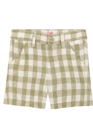 Il gufo Baby checked linen shorts