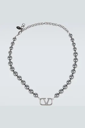 Valentino Garavani V-Logo pearly bead necklace - Silver