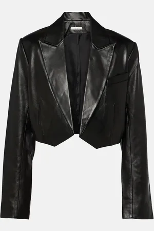 The Sei Cropped leather blazer