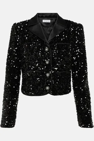 Self-Portrait Sequined cropped jacket