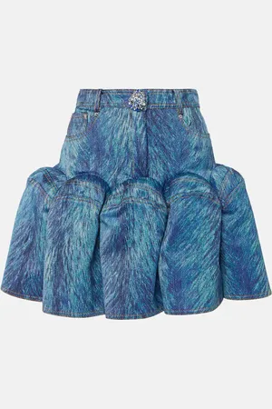 AREA Embellished fur-printed miniskirt