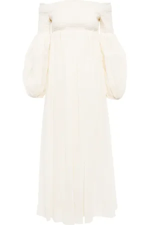 Chloé ChloÃ© Shirred wool gauze maxi dress