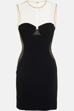 Stella McCartney Mesh-paneled crÃªpe minidress