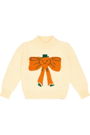 Tiny Cottons Bow knitted cotton-blend sweater