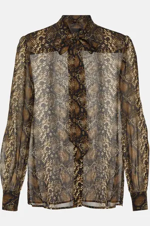 NILI LOTAN Carina snake-effect printed silk blouse