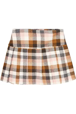 Il gufo Checked cotton-blend skirt
