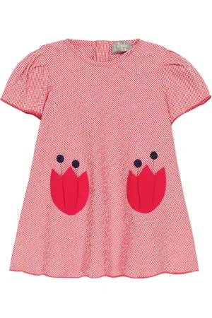 Il gufo Baby gingham cotton-blend dress