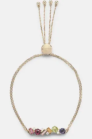 Suzanne Kalan 14kt gold adjustable chain bracelet with gemstones