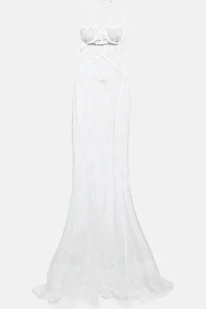 Nensi Dojaka Bridal halterneck lace gown