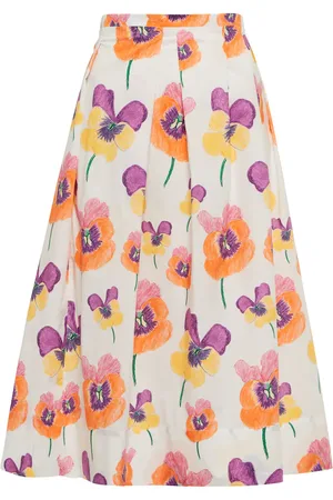 Marni Floral cotton poplin midi skirt