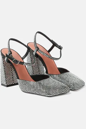 Amina Muaddi Charlotte 95 embellished satin pumps