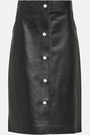 Victoria Beckham High-rise leather midi skirt