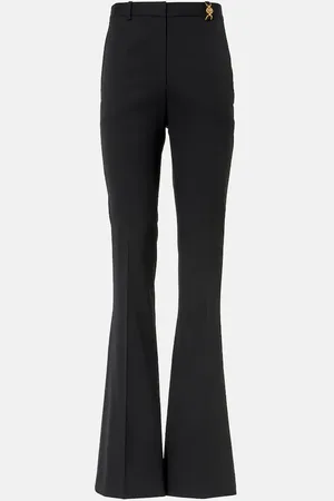 VERSACE High-rise wool-blend flared pants