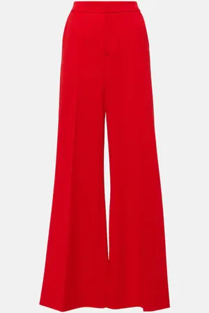 AREA Crystal-embellished wool wide-leg pants