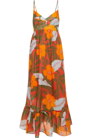 Lee Mathews Oleander floral ramie maxi dress