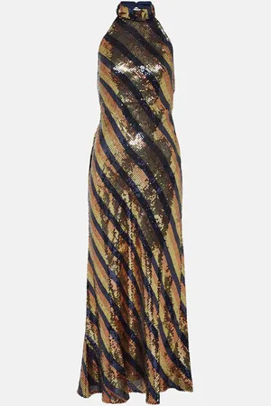 RIXO London Sequined halterneck open-back gown
