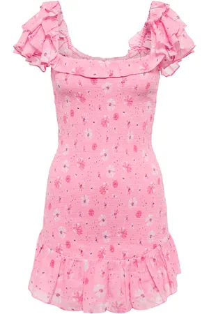 LOVESHACKFANCY Kodie shirred cotton minidress