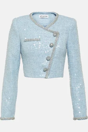 Self-Portrait Cropped sequin bouclÃ© blazer