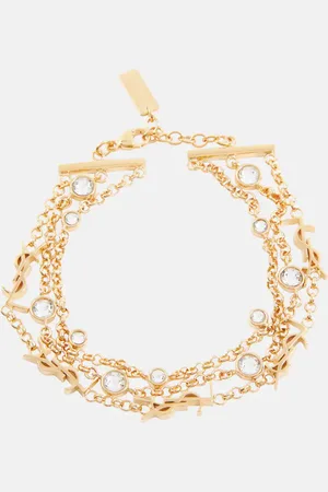 Saint Laurent Cassandre embellished chain bracelet