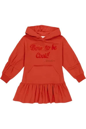 MONNALISA Cotton-blend fleece hoodie dress