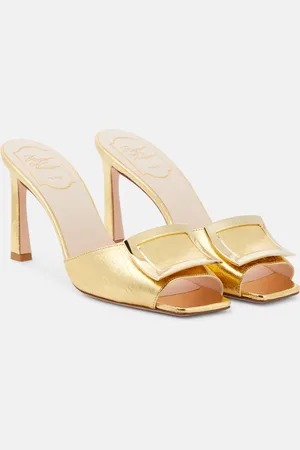 Roger Vivier Trumpet metallic leather mules
