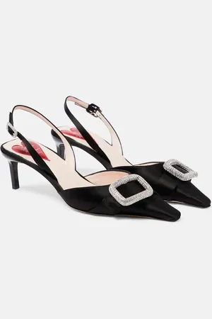 Roger Vivier Dorsay embellished satin slingback pumps