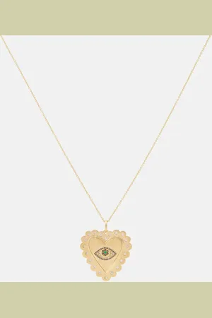 Ileana Makri 18kt gold necklace with diamonds and tsavorites