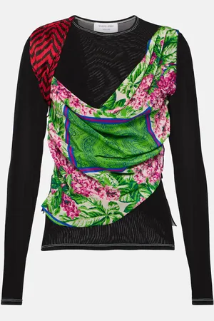 Marine Serre Silk Scarves draped jersey top