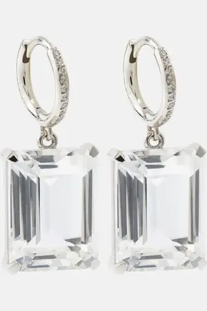Ileana Makri 18kt white gold earrings with diamonds and topaz