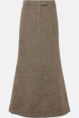 Acne Studios Checked linen-blend maxi skirt