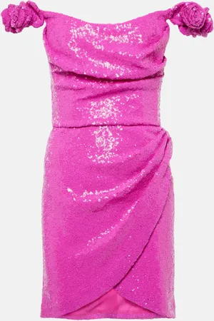 Costarellos Sequined floral-appliquÃ© minidress