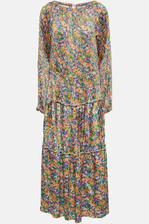 Plan C Floral pleated midi dress
