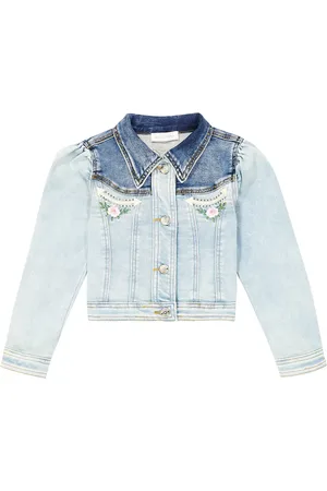 MONNALISA Embroidered denim jacket