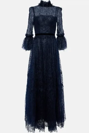 Costarellos Ruched lace gown